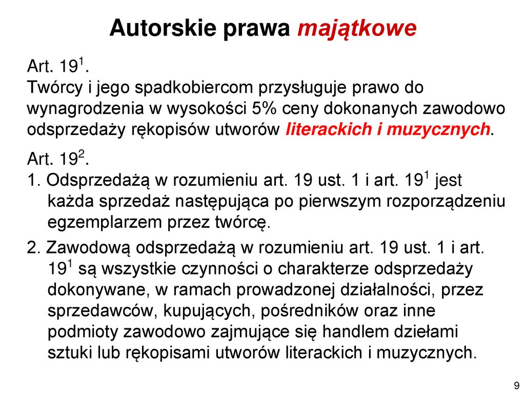 Autorskie Prawa Osobiste I Maj Tkowe Dozwolony U Ytek Ppt Pobierz